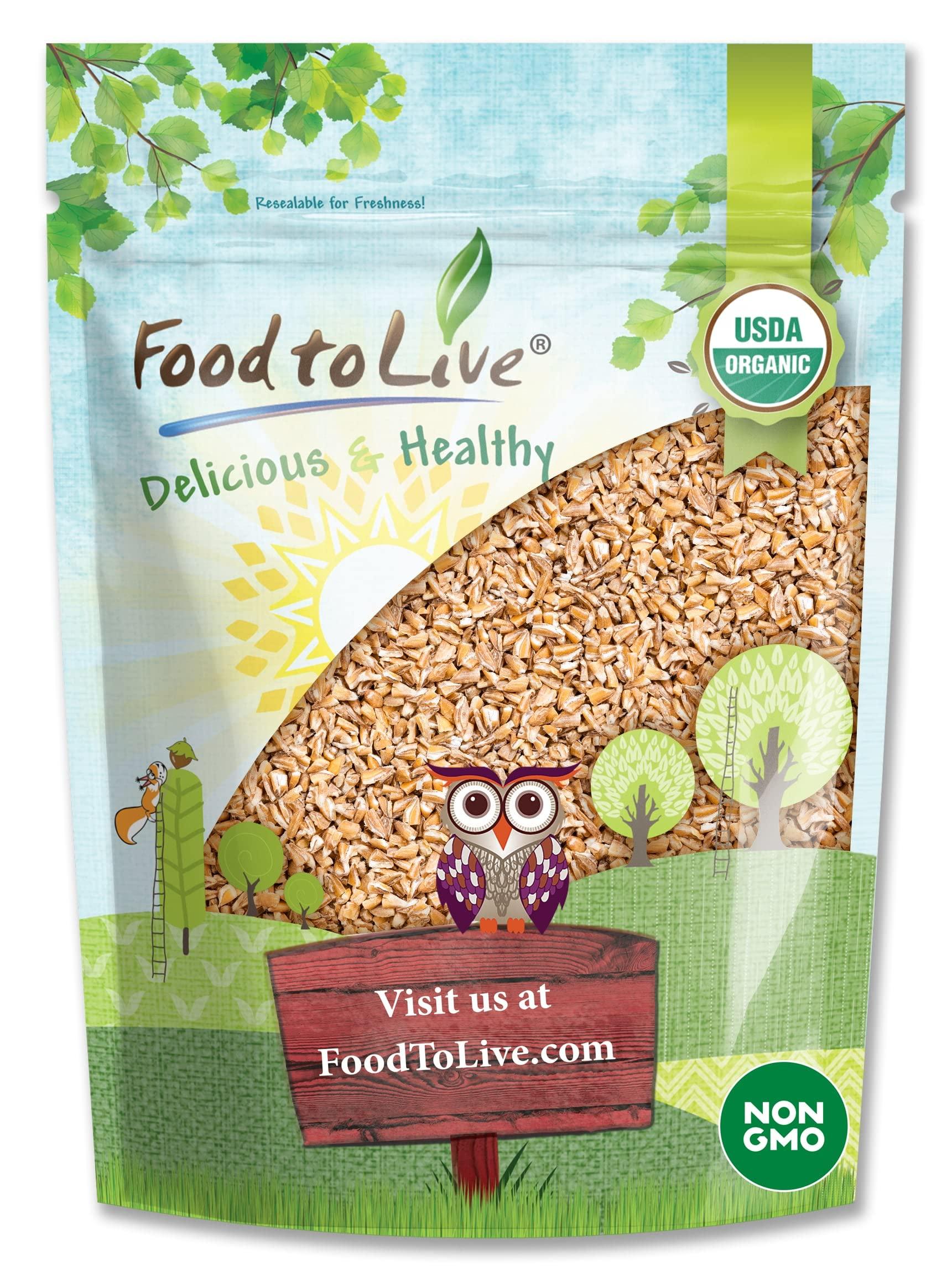 Food to Live Food to Live Organic Italian Steel Cut Farro Non-GMO, Cracked Pearled Wheat Grain, Non-Irradiated, Vegan, Bulk. Easy to Cook. Rich in Fiber, Protein. Perfect for Cereal, Porridge, Soups, Salads