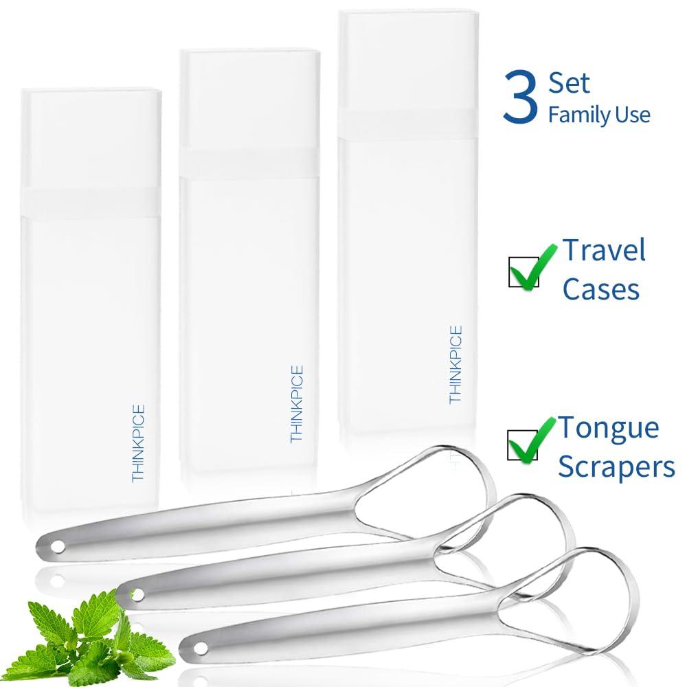 THINKPRICE Tongue Scraper for Adults kids Metal Tongue Cleaner for Oral Hygiene Bad Breath