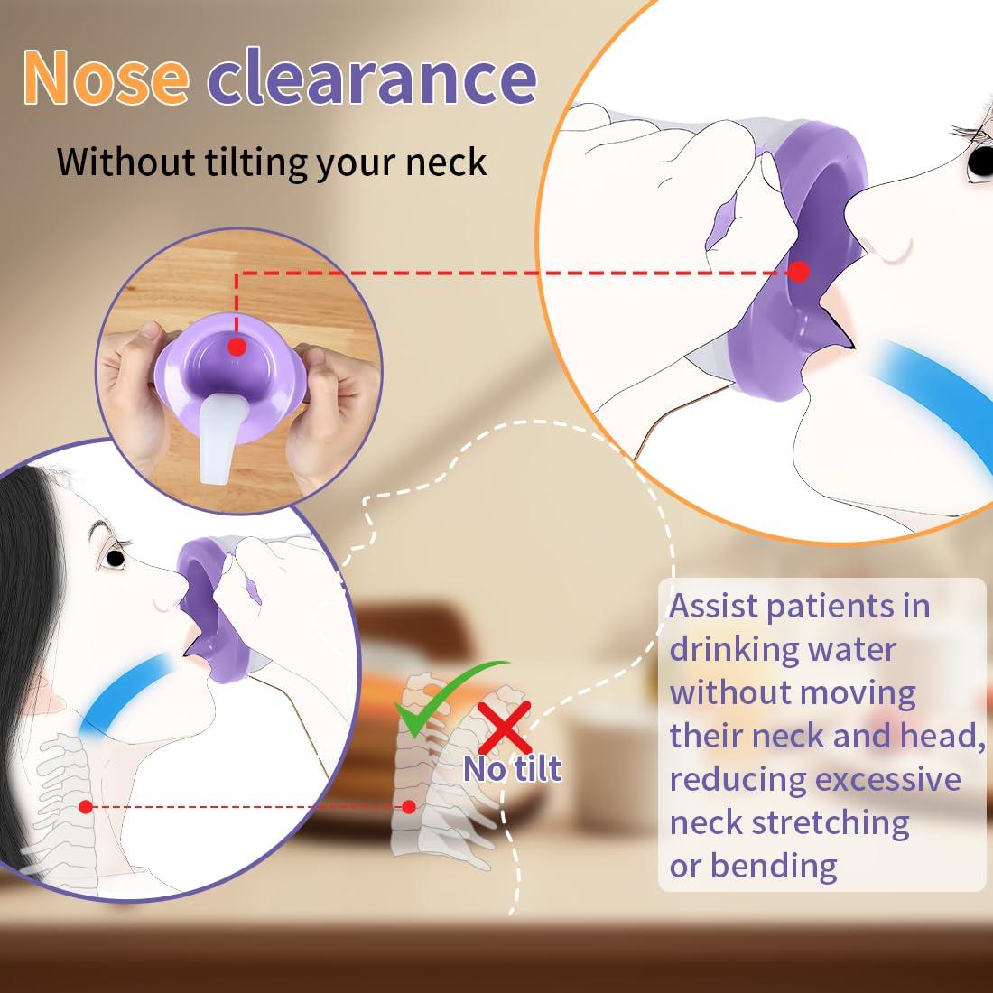 Ehucon Ehucon dysphagia regulating drinking cup for elderly with difficulty swallowing,with 5cc and 10cc sip cup,assistive devices liquids only,No thickener is Used (Transparent-Purple,Pack of 1 PC)