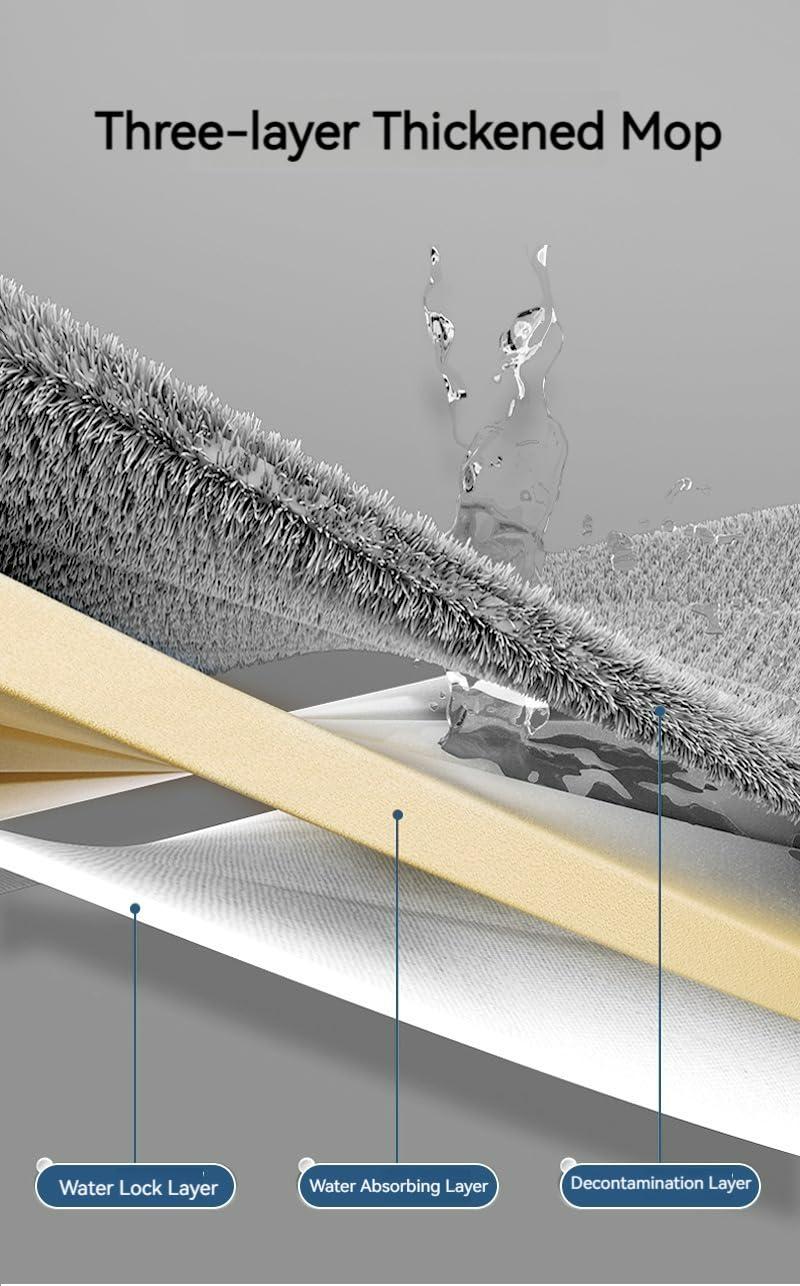 Haraketlt 2024 Large Flat Mop - 360 Rotating Adjustable Cleaning Mop with Dewatering Scraper, 54\" Extendable Long Handle Wet and Dry Mop with 2 Reusable Microfiber Pads for Floor Wall Bed (A-Blue)