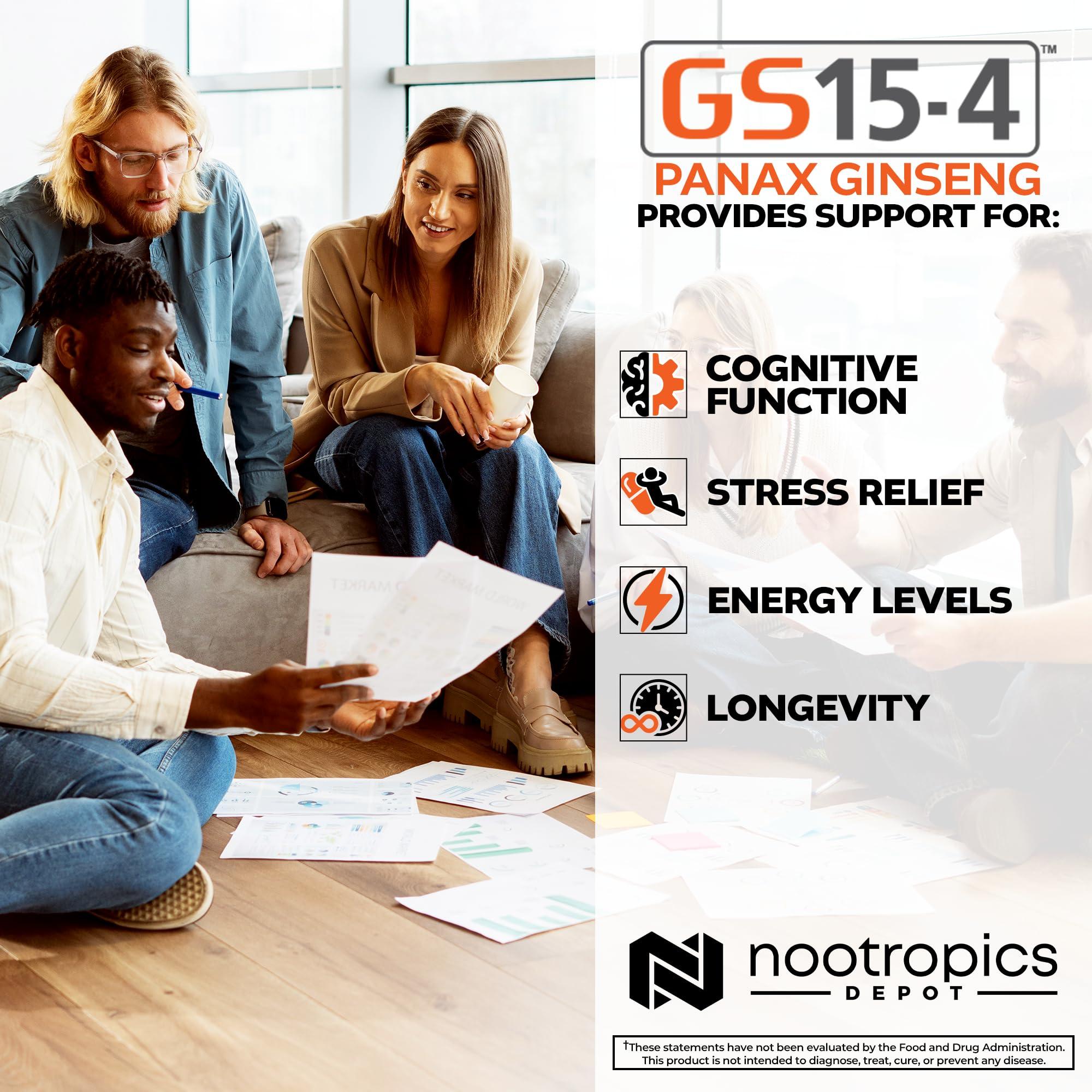 Nootropics Depot Nootropics Depot GS15-4 Panax Ginseng Extract Capsules | 200mg | 30 Count | Adaptogen Supplement | Ayurveda Herb | Supports Healthy Stress Levels
