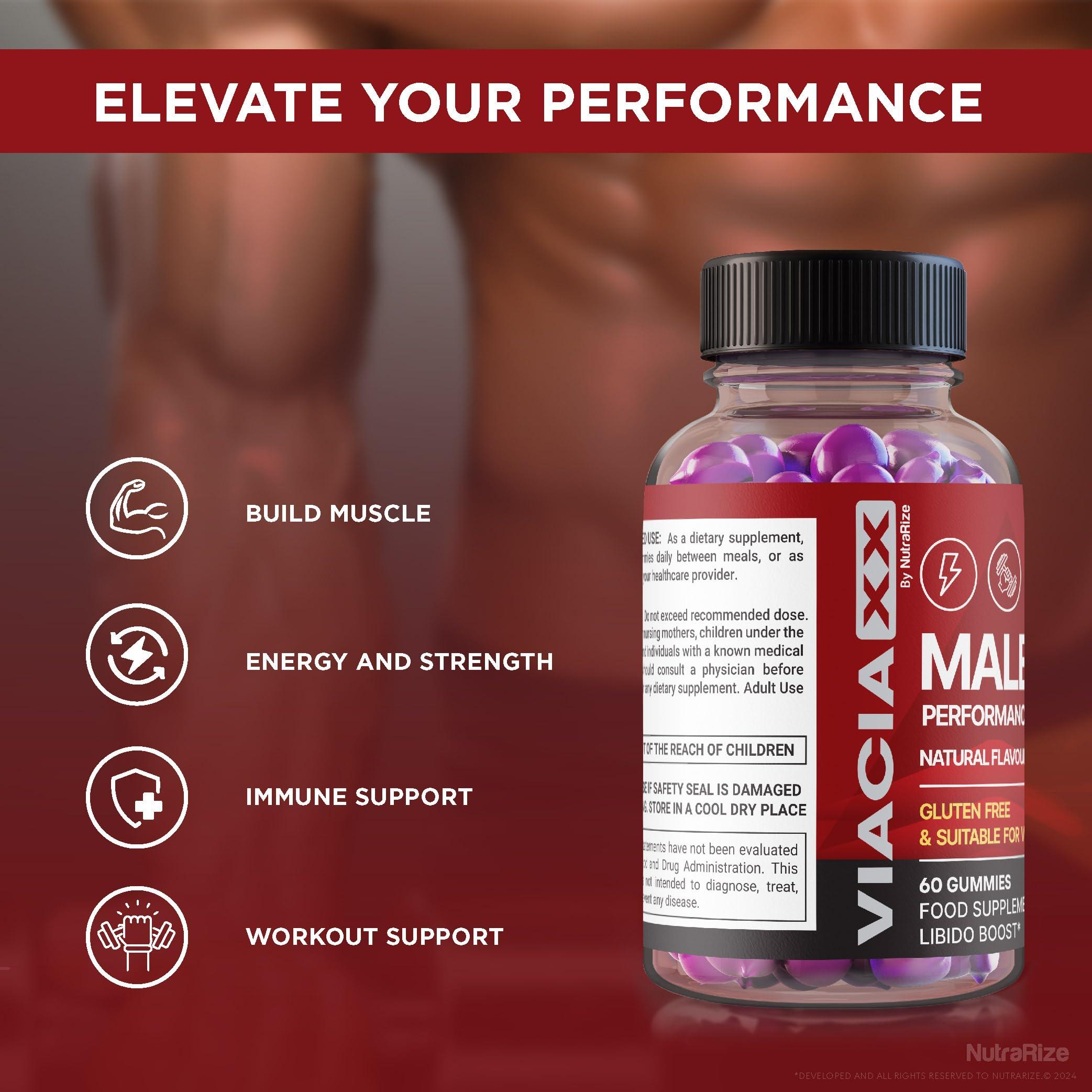 NutraRize (3 Pack) Viacia XX Male Gummies - ViaciaXX All Natural Supplement for Men, Daily Health Formula for Overall Performance and Endurance, Official Premium Gummy Reviews (180 Gummies)