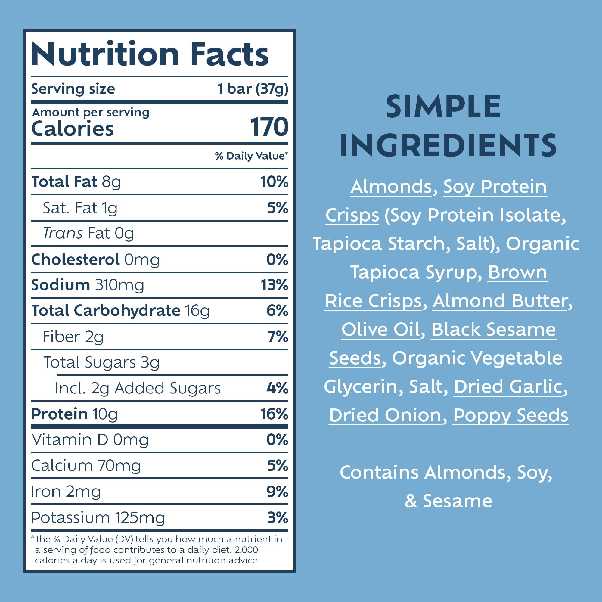 Afar Afar Savory Protein Bars Low Sugar, High Protein Healthy Snacks for Adults Meal Replacement Bar Rice Crispy Texture Vegan, Gluten Free (8 Bars, American Everything Bagel)