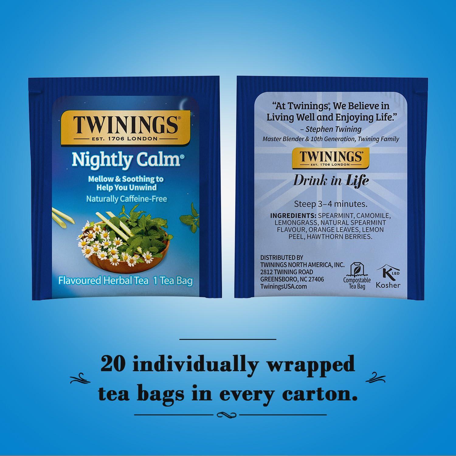 Twinings Twinings Nightly Calm Naturally Caffeine-Free Herbal Tea Bags 20 Each (Pack of 2)