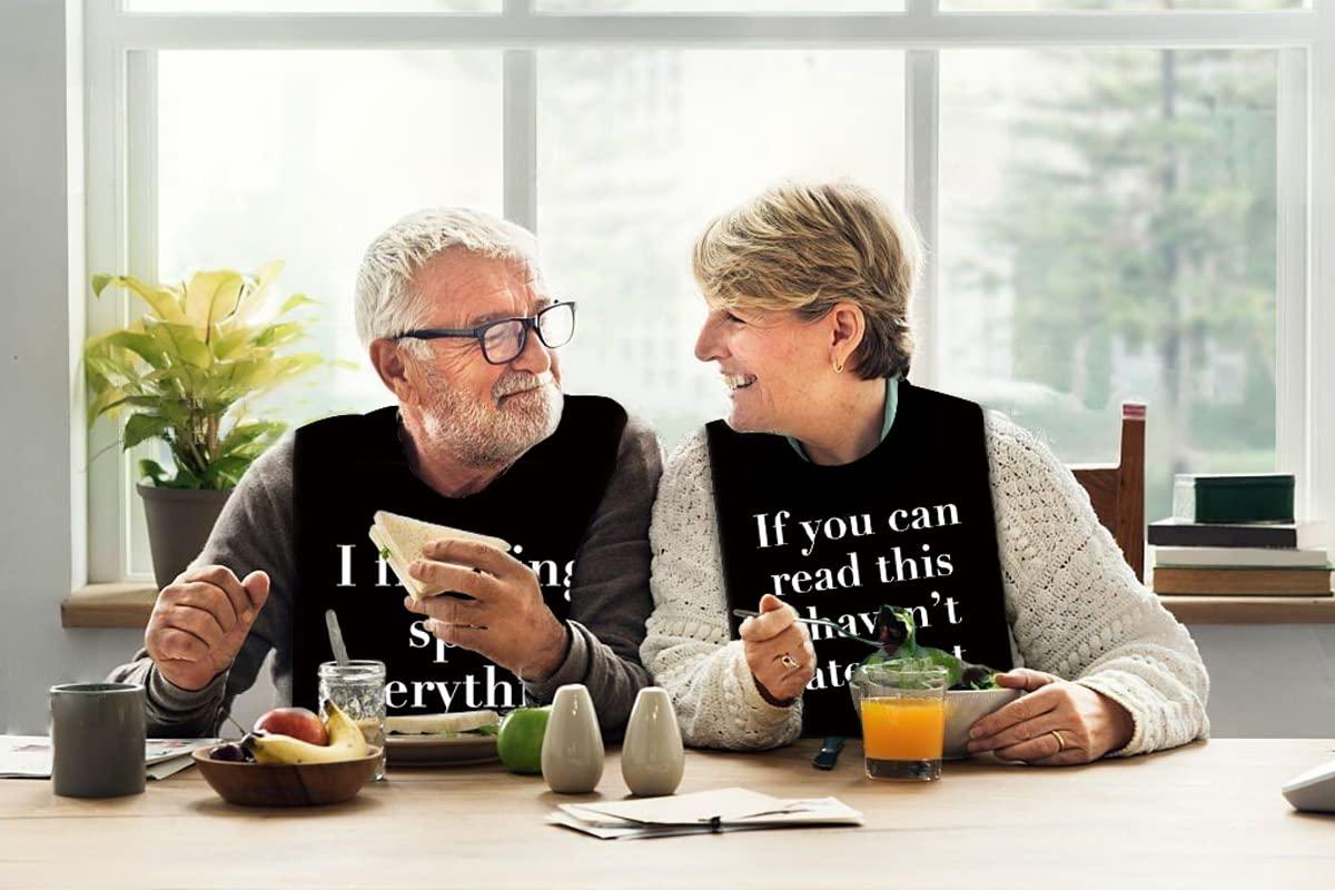 Wentur Funny Adult Bibs for Men Washable Reusable - Waterproof Adult Bibs for Eating with Crumb Catcher - Adjustable Dining Clothing Protectors for Adults Seniors Elderly (1 Pack)