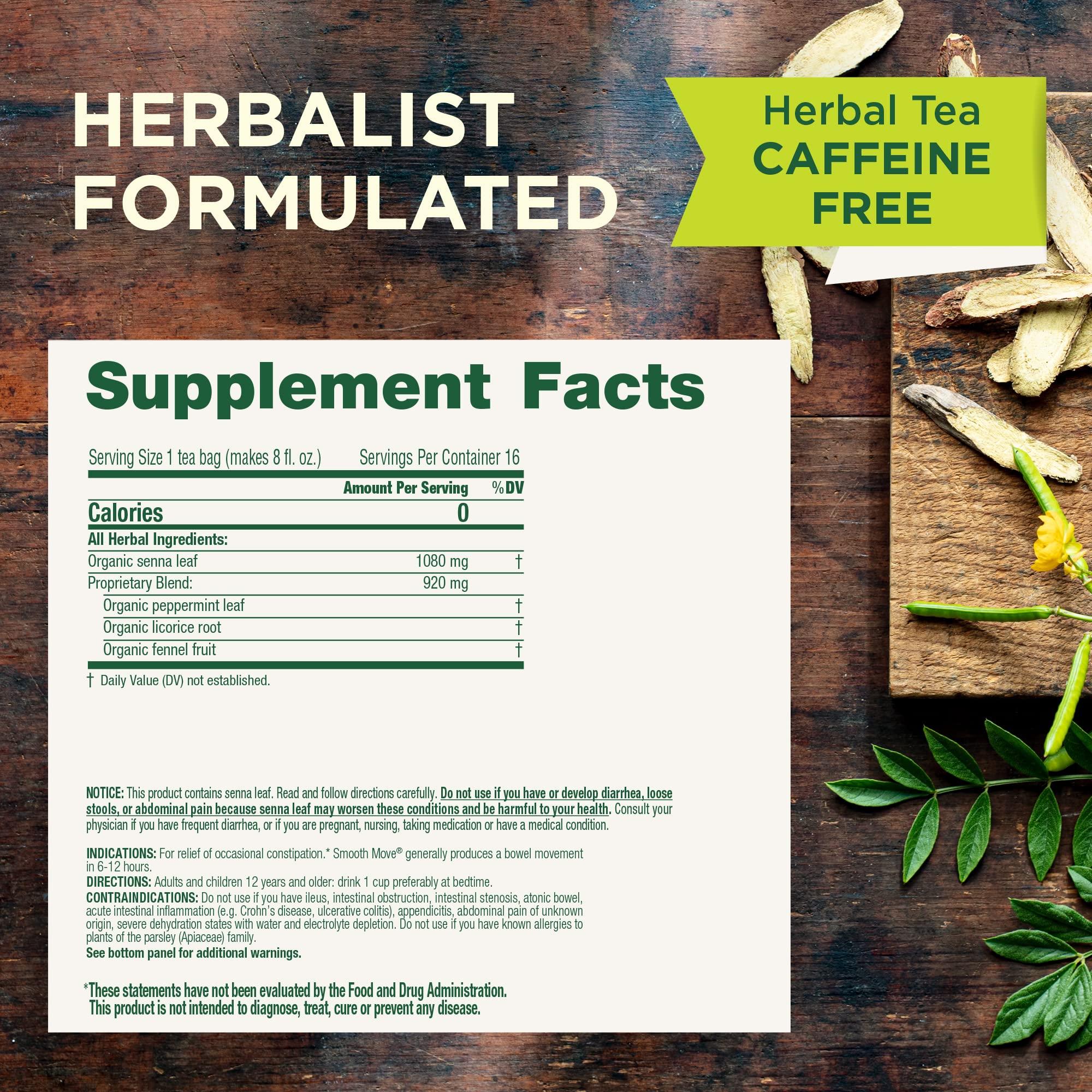 Traditional Medicinals Traditional Medicinals Tea, Organic Smooth Move Peppermint, Relieves Occasional Constipation, Senna, 16 Tea Bags (Pack of 2)