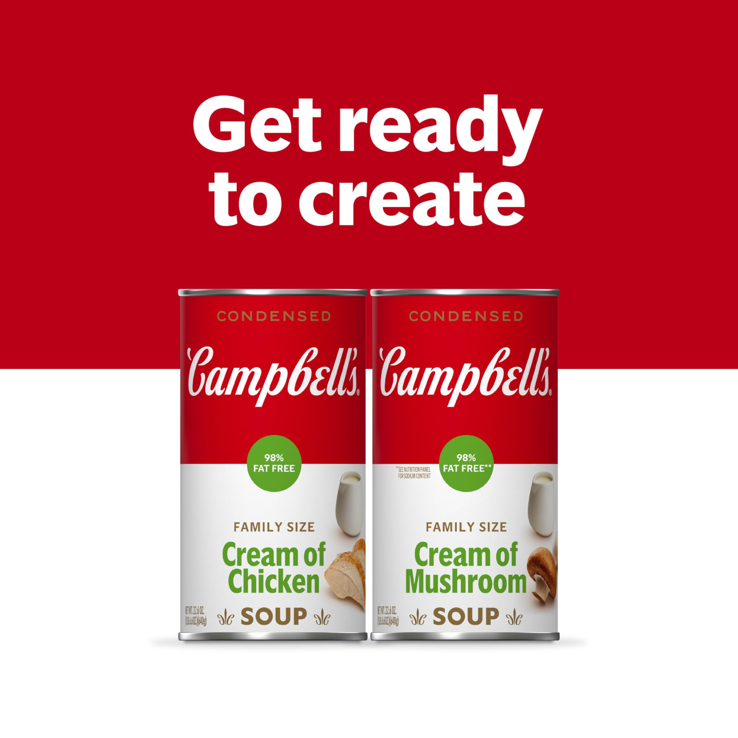 Campbell's Campbell\'s Condensed 98% Fat Free Cream of Chicken Soup, 22.6 oz Family Size Can (12 Pack)