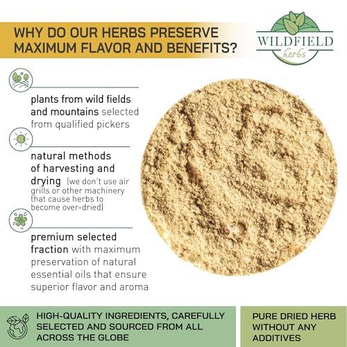 WILDFIELD HERBS 100 Ginger Tea Bags Ginger Root Tea Dry Dried Herb (Zingiber officinale) - 100 Count 1.5g Tea Bags Ginger Raz de jengibre