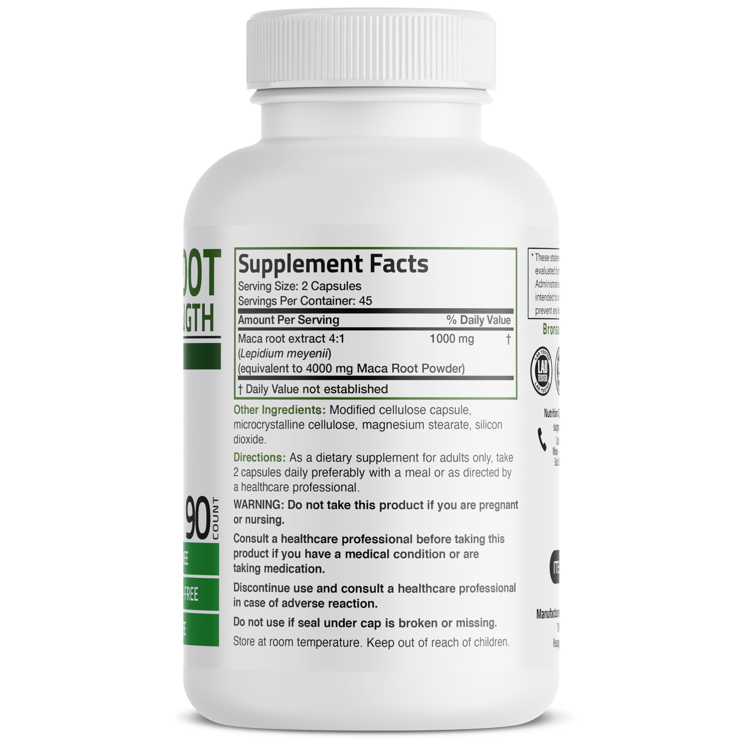 Bronson Bronson Maca Root Extra Lepidium Meyenii, Non-GMO, 90 Vegetarian Capsules