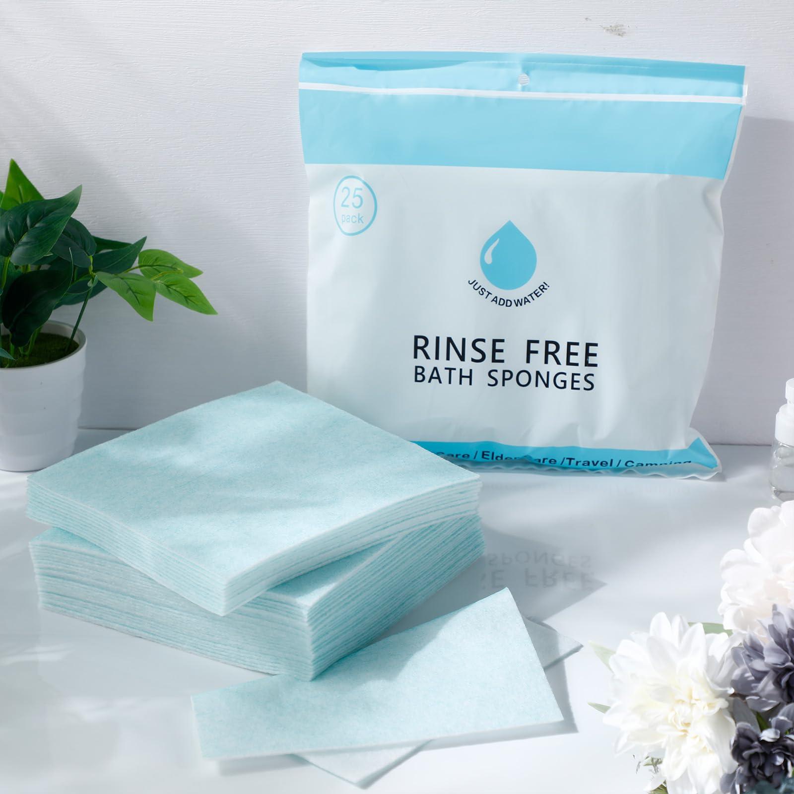 VitalCozy VitalCozy 100 Pcs Rinse Free Bathing Wipes Bulk Sponges Bath Wipes All in 1 Shower Wipes Rinse Free Bath Sponges Wash Cloths for Campers, Hikers, Adults, Elderly