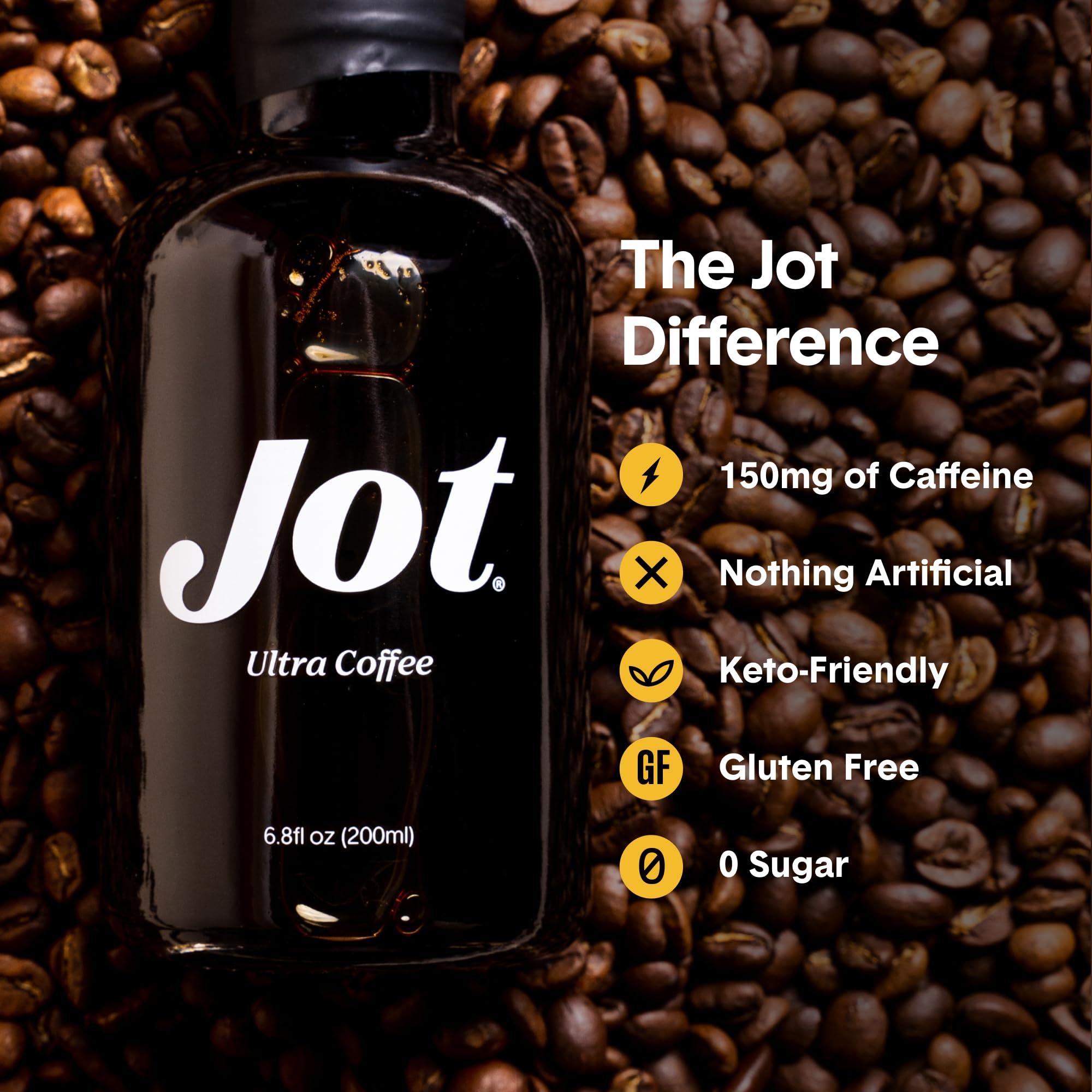 Jot Jot Coffee Concentrate (Vanilla) High Caffeine Cold Brew Coffee Concentrate Liquid for Iced Coffees, Instant Espresso, Hot or Cold Instant Coffees - Makes 14 Cups, 150mg Caffeine/Tbsp, Sugar Free