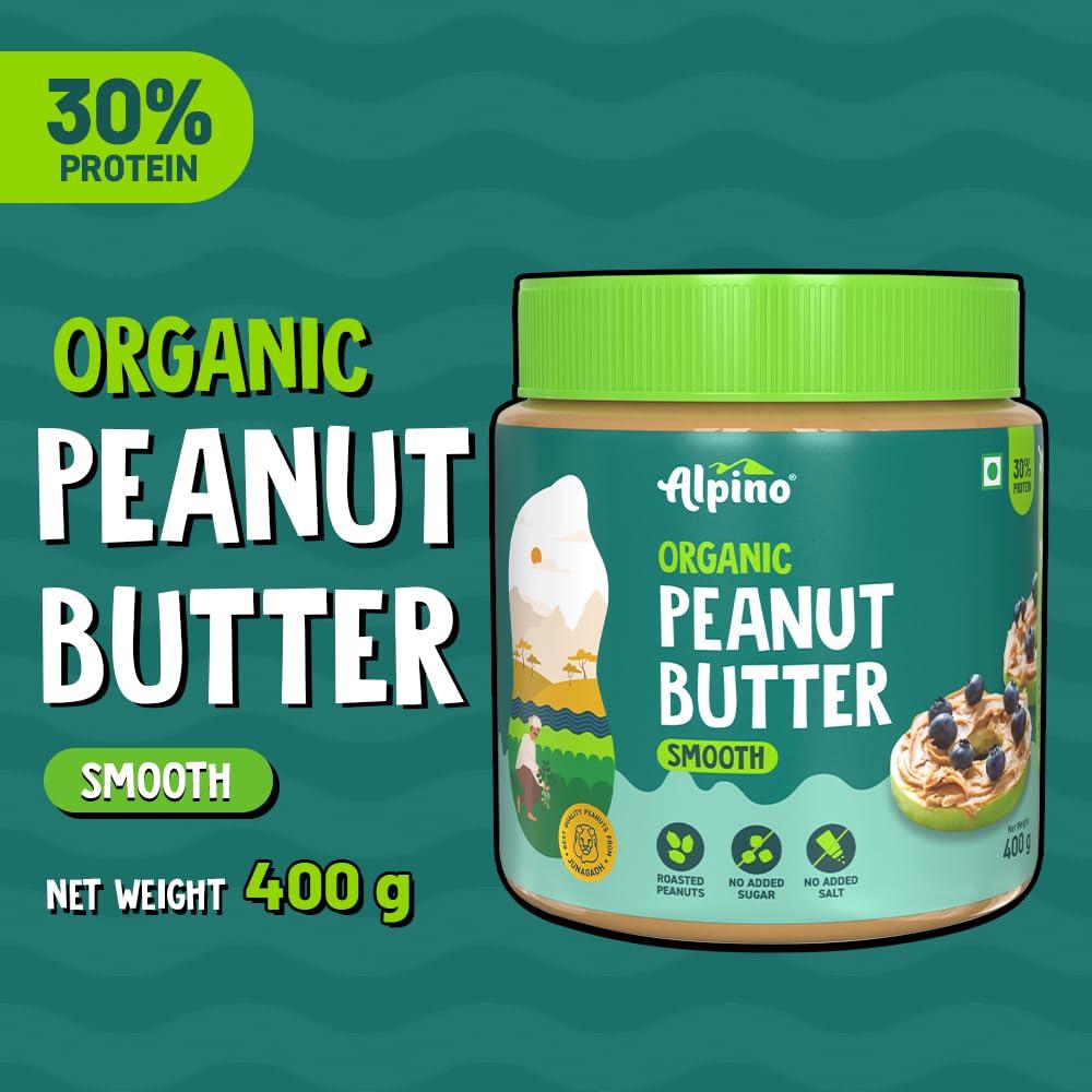 Alpino ALPINO Peanut Butter Smooth - Made with 100% Roasted Peanuts - 30g Protein, No Added Sugar & Salt, Gluten Free Plant Based, Unsweetened Peanut Butter