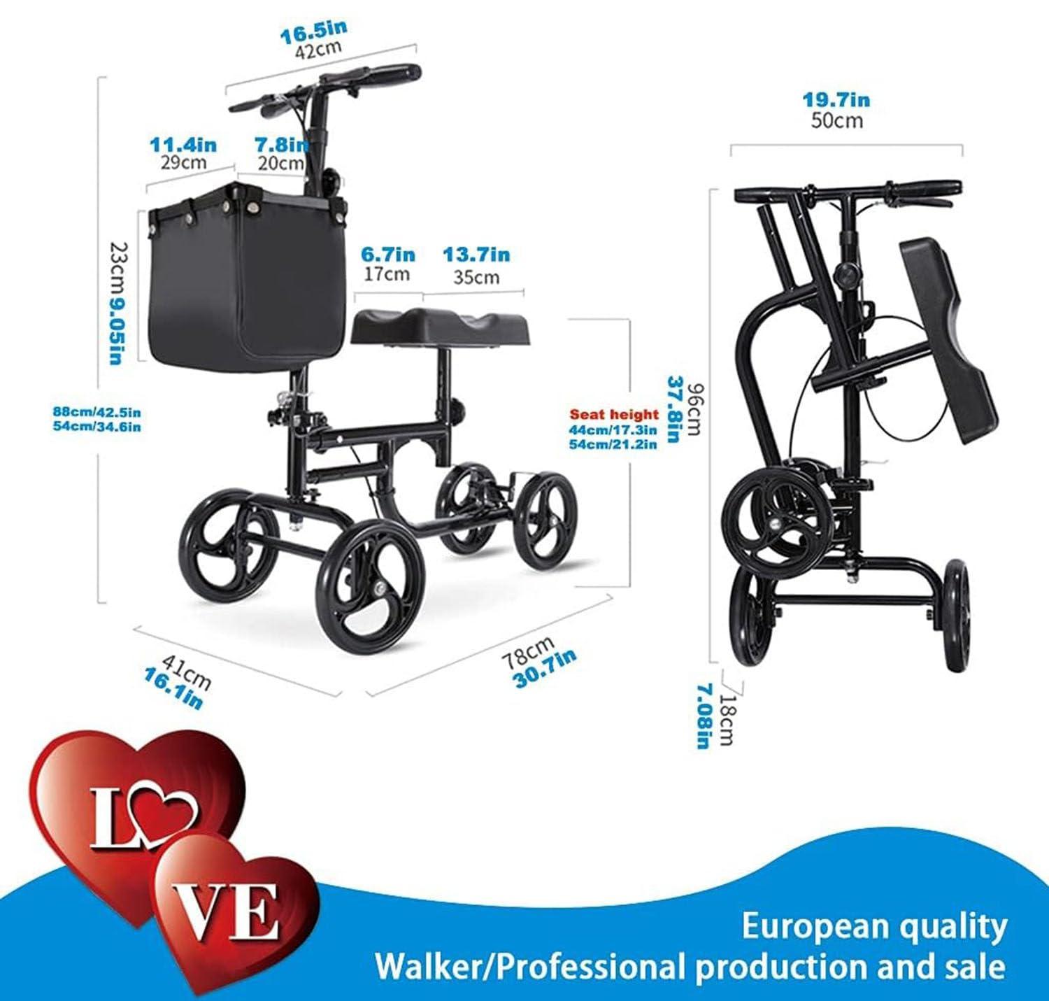 GEHPYYDS Comfortable Orthopedic Knee Scooter for Ankle or Foot Injuries, Height Adjustable with Brakes,Crutch Alternative, Steerable Knee Walker,A