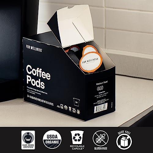 For Wellness For Wellness Organic Arabica Coffee Pods (24 Pods, Medium Roast) Pair With The Good Stuff to Supercharge Your Coffee