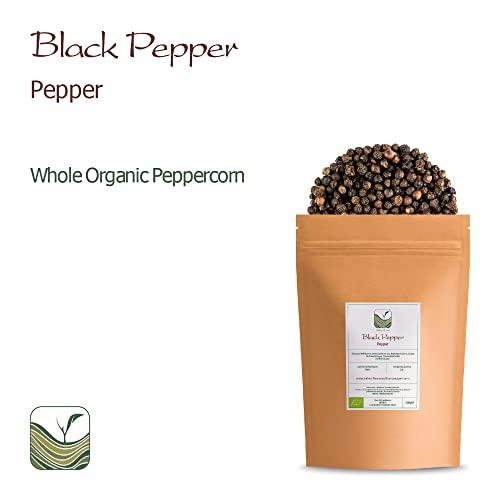 Valley of Tea Black Pepper Whole Corns Organic - Gourmet Black Peppercorn - Black Peppercorns For Grinder Refill - Grinder Peppers Peppercorns Whole Pepper Corns Pepper Corn For Grinding Pepper Whole Pepercorn 100g