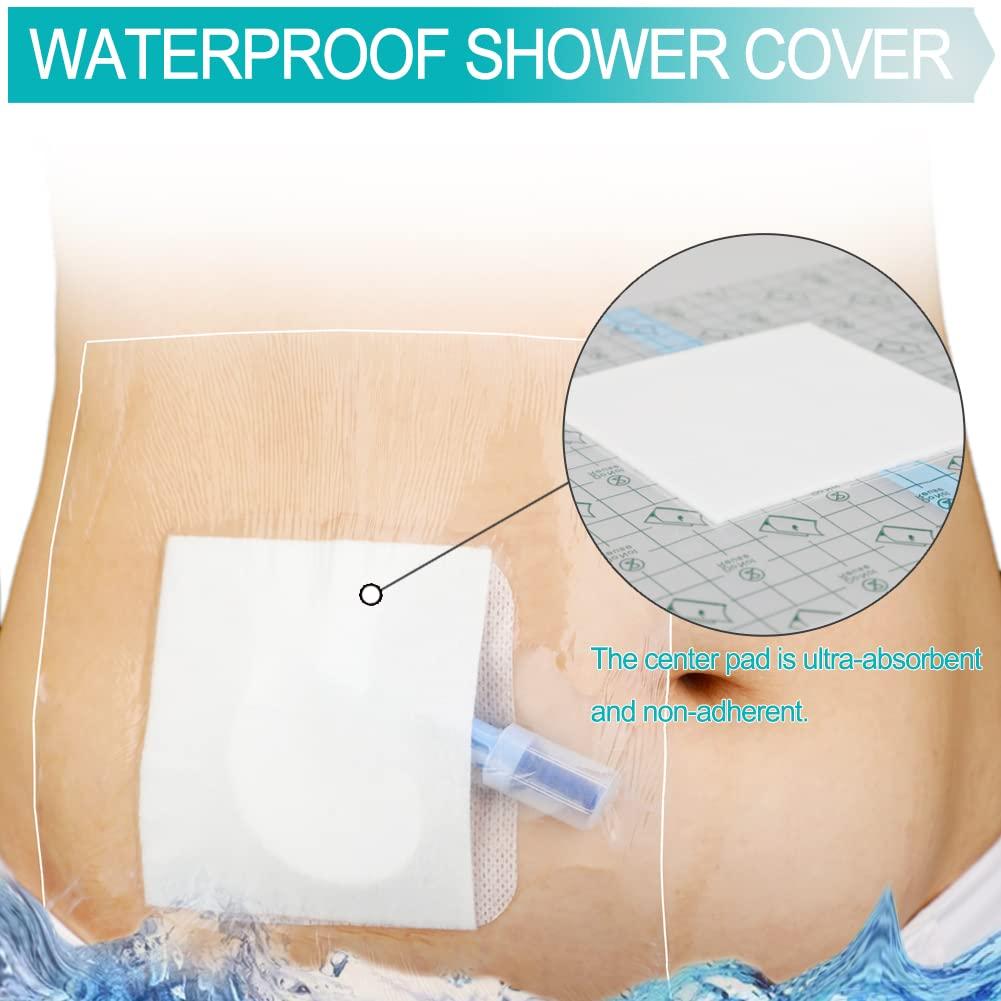 EaseToU EaseToU Waterproof Dialysis Catheter Shower Cover 8x8 - No Glue On The Center of The Patch, PD Peritoneal Dialysis Port Shower Protector Shield Island Bandage Dressing Patch Accessories (Pack of 25)
