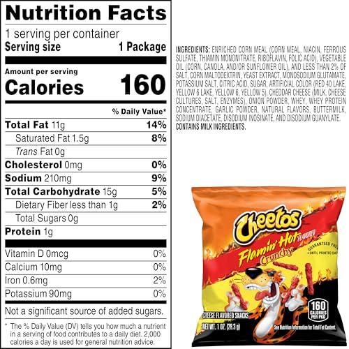 Cheetos Cheetos Cheese Flavored Snacks, Flamin\' Hot Crunchy, 1 Ounce (Pack of 40)