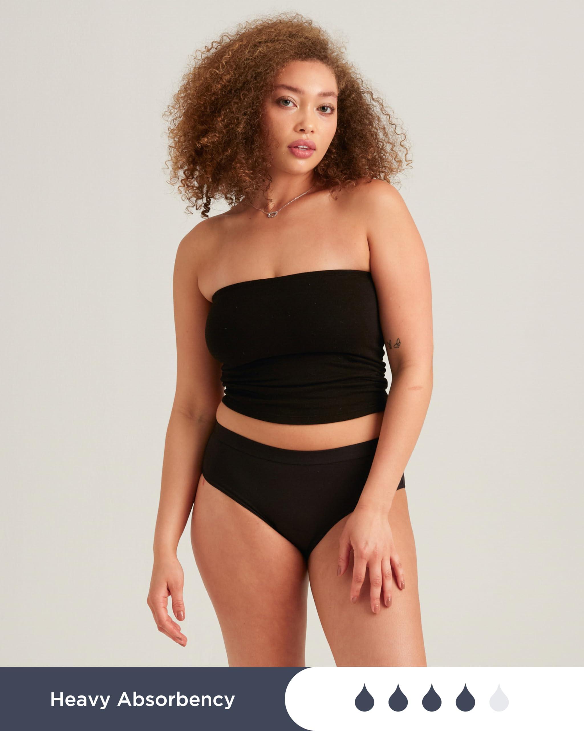 saalt Saalt EveryWear Cotton Brief - Leakproof Period Underwear - Mid-Rise, Full Coverage Womens Underwear - Reusable & Washable - Replaces 3 Pads or 4 Tampons - Small, Volcanic Black