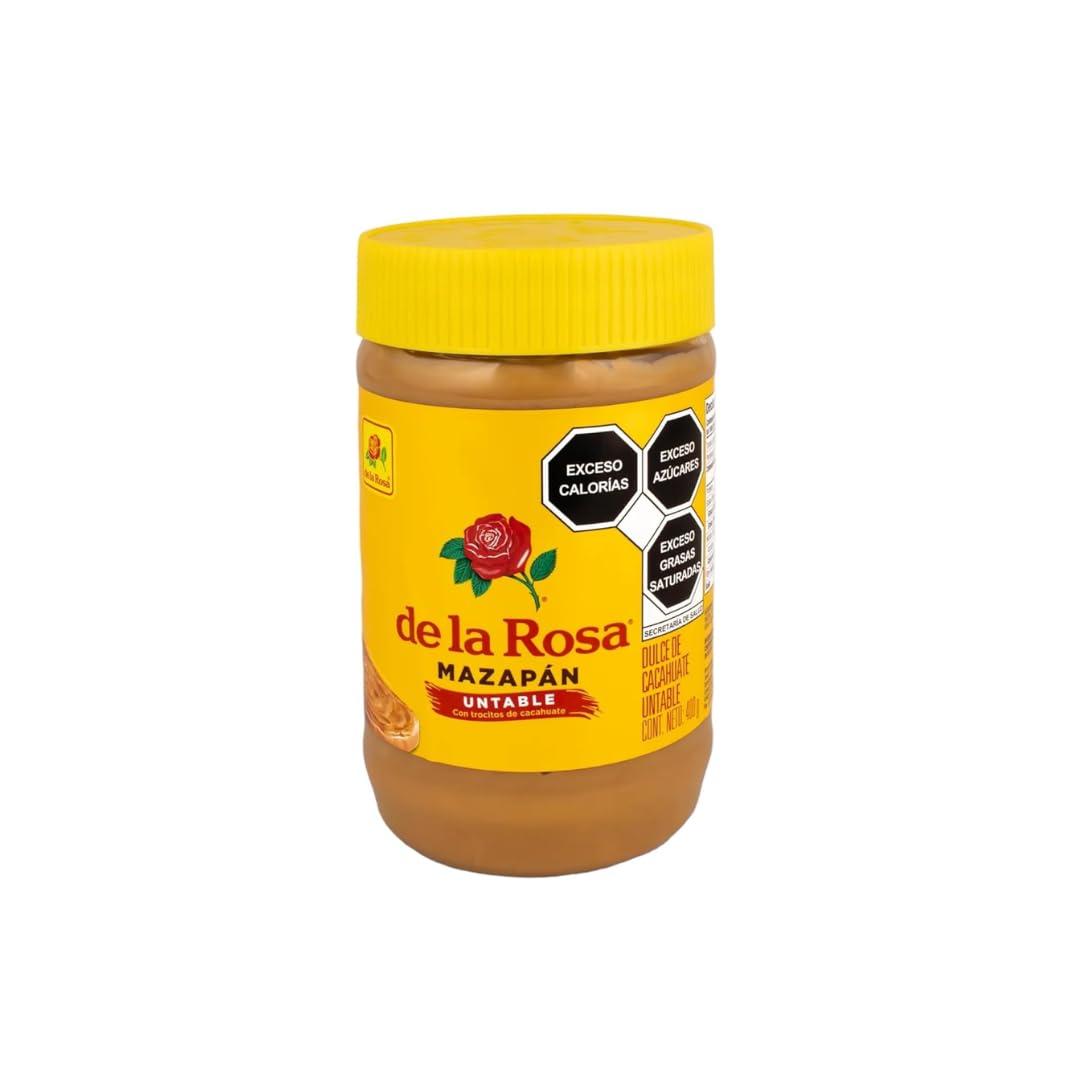 HAKOCO De La Rosa Mazapan Untable Sweet Peanut Spread, Mazapn Dulce Cacahuate Con Trocitos Cacahuate 400g (Pack of 2)