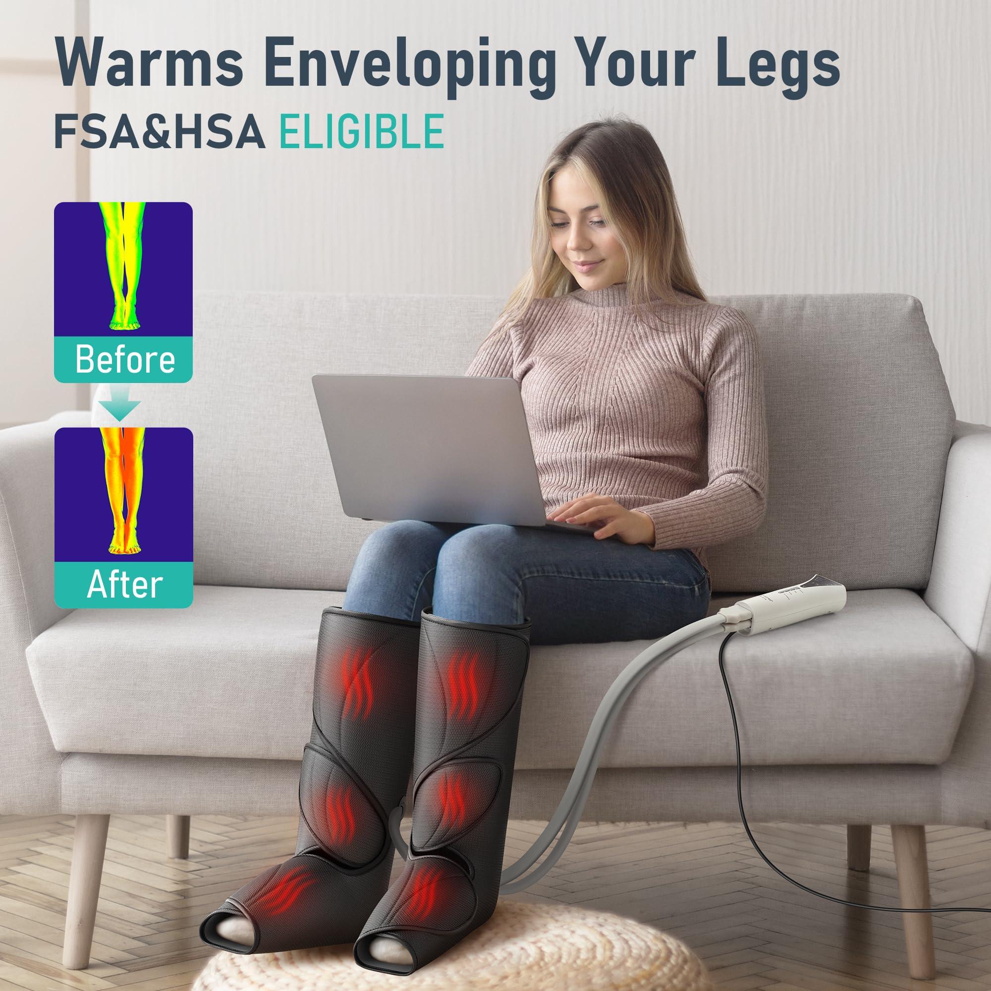 QUINEAR QUINEAR Leg Massager with Heat Air Compression Massage for Foot & Calf Helpful for Circulation and Pain Relief Muscles Relaxation(FSA or HSA Eligible)