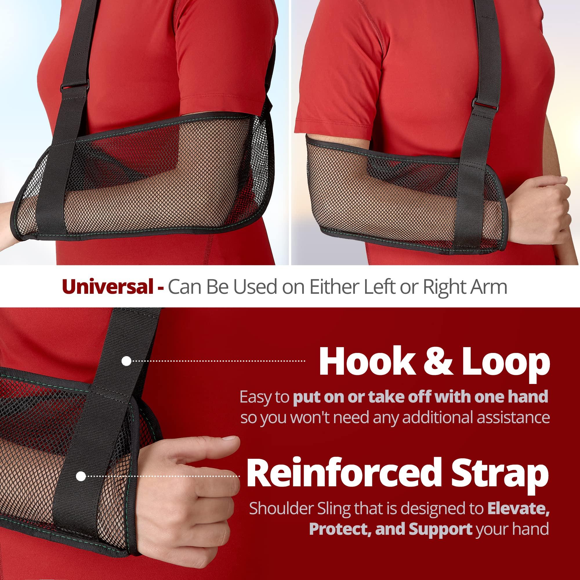 MEDca Mesh Arm Shoulder Sling - Shoulder Immobilizer for Shower - Adjustable Arm Brace Support for Rotator Cuff, Elbow and Other Injury Right/Left & Splint Elevation Support for Men and Women