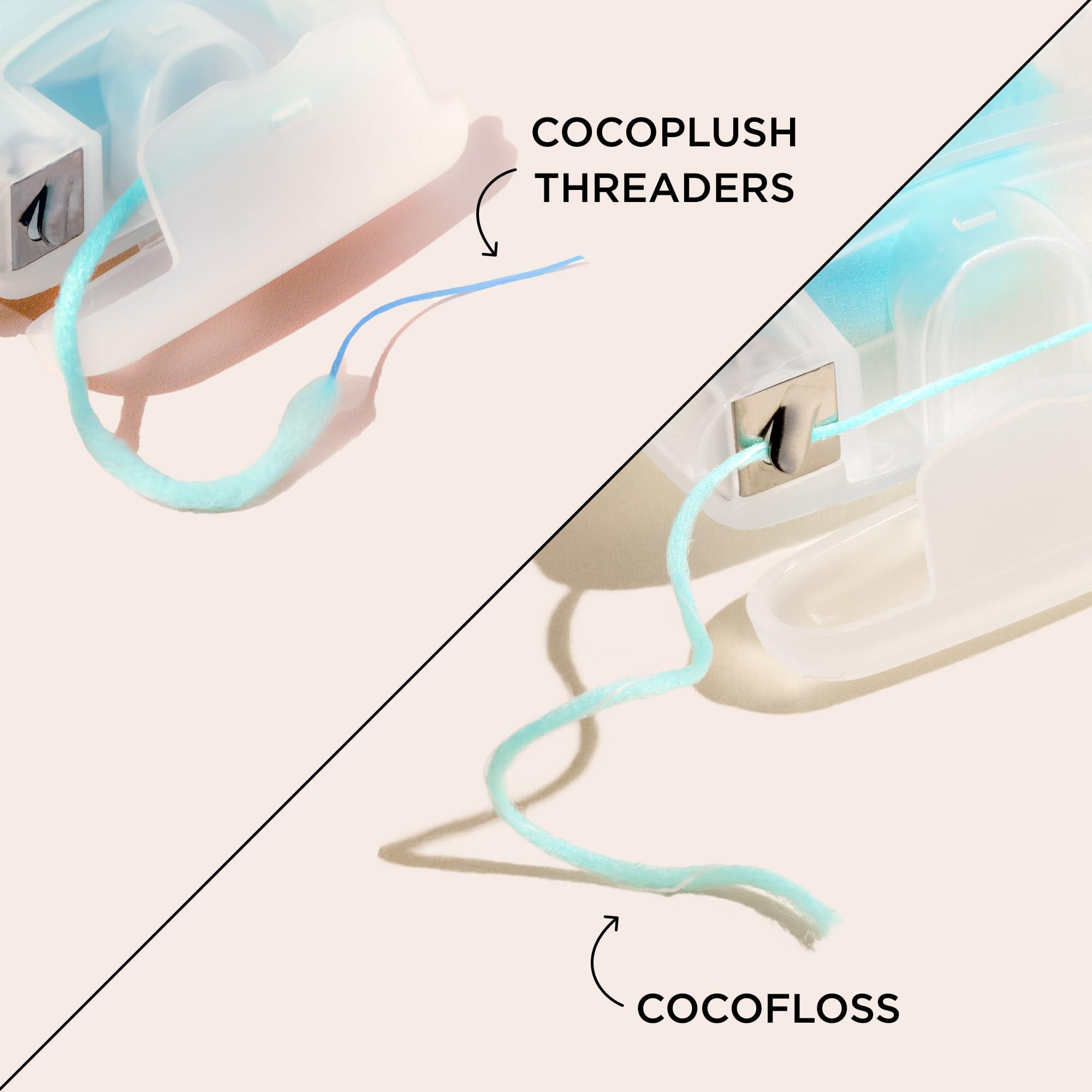 Cocofloss Cocofloss CocoPlush Threaders, Dental Floss for Implants, Bridges, and Braces, Mint, Waxed, Dentist-Designed Oral Care with Coconut Oil, 30 Per Pack