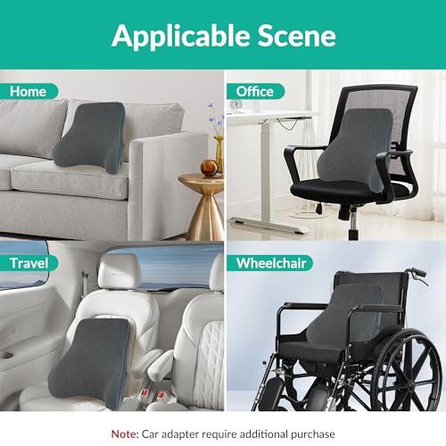 Snailax Snailax Heated Lumbar Support Pillow for Office Chair, Back Support Pillow for Car, Adjustable Heat and Vibration, Ergonomic Back Cushion, Improve Posture & Pain, Lower Back Massager,Gifts