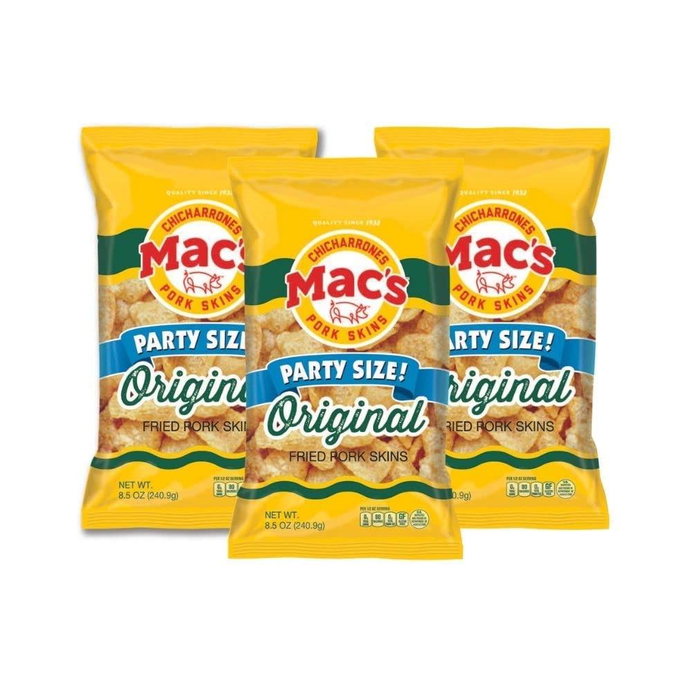 Mac's Mac's Original Pork Skins, Low Carb, Keto Friendly Snack 8.5 OZ (Pack of 3)