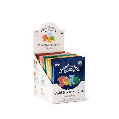 Chamberlain Coffee Chamberlain Coffee Variety Box Single Serve Bags - Includes 5 Blends, Original Family Blend, Early Bird Blend, Night Owl Blend, Careless Cat Blend, Social Dog Blend - 10 Single Serve Cold Brew Sachets