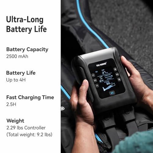 FIT KING FIT KING Professional Air Compression Leg Recovery System, Cordless Rechargeable Leg Compression Massager Recovery Boots, Fast Recovery & Improved Circulation for Athletes, FSA HSA Approved (Medium)