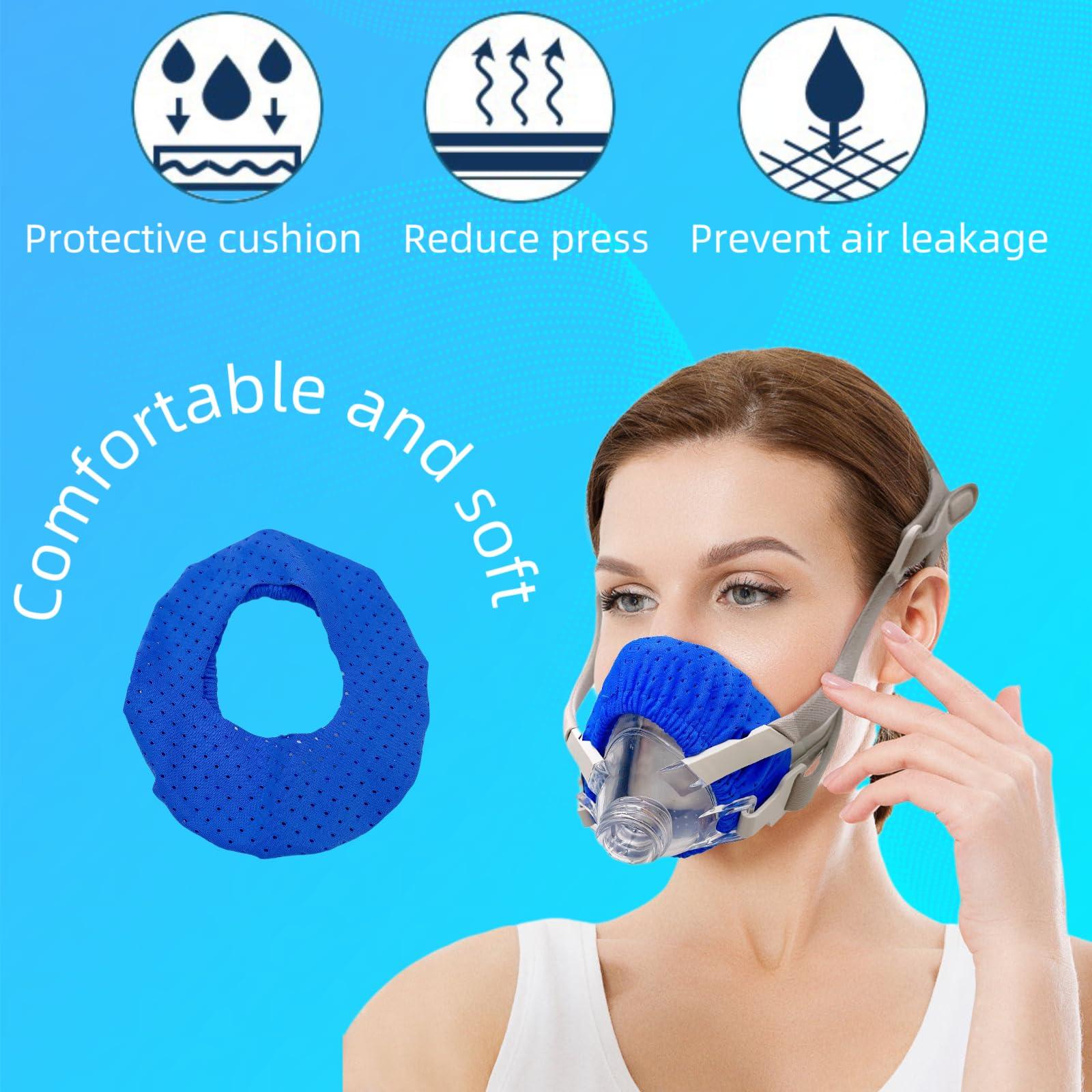 playWooWgo 4 Pack CPAP\' Mask Liners, Covers for Seal Mask Cushion Comfort Silky CPAP\' Mask Covers One Size Fit All Full Face Masks,Improve The Comfort of Wearing The Mask (Blue)