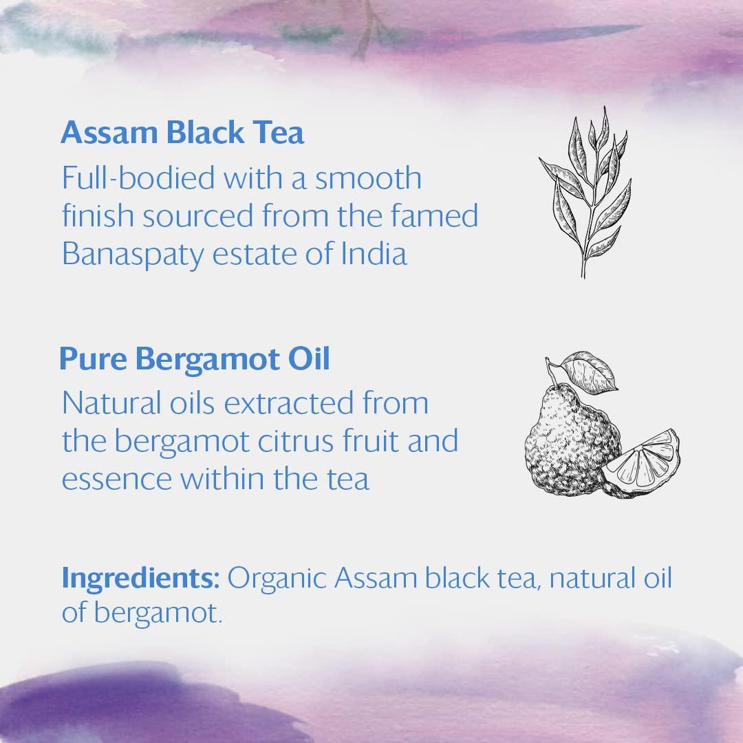 Grace Farms Grace Farms Organic Earl Grey Black Tea, 50 Sachet Pouch | Bergamot Oil | Fairtrade & Kosher |Gives Back 100% of Profits