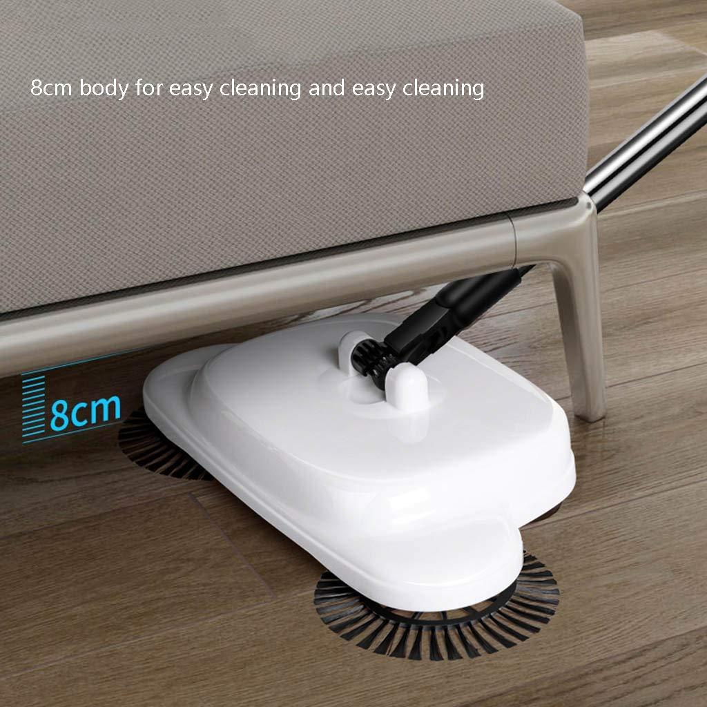 brooms NLIAN- Hand Push Automatic Sweeper Broom, 3 in 1 Household Cleaning Including Broom Dustpan Trash Bin Separate Trash Storage Tank Without Electricity (Color : White)