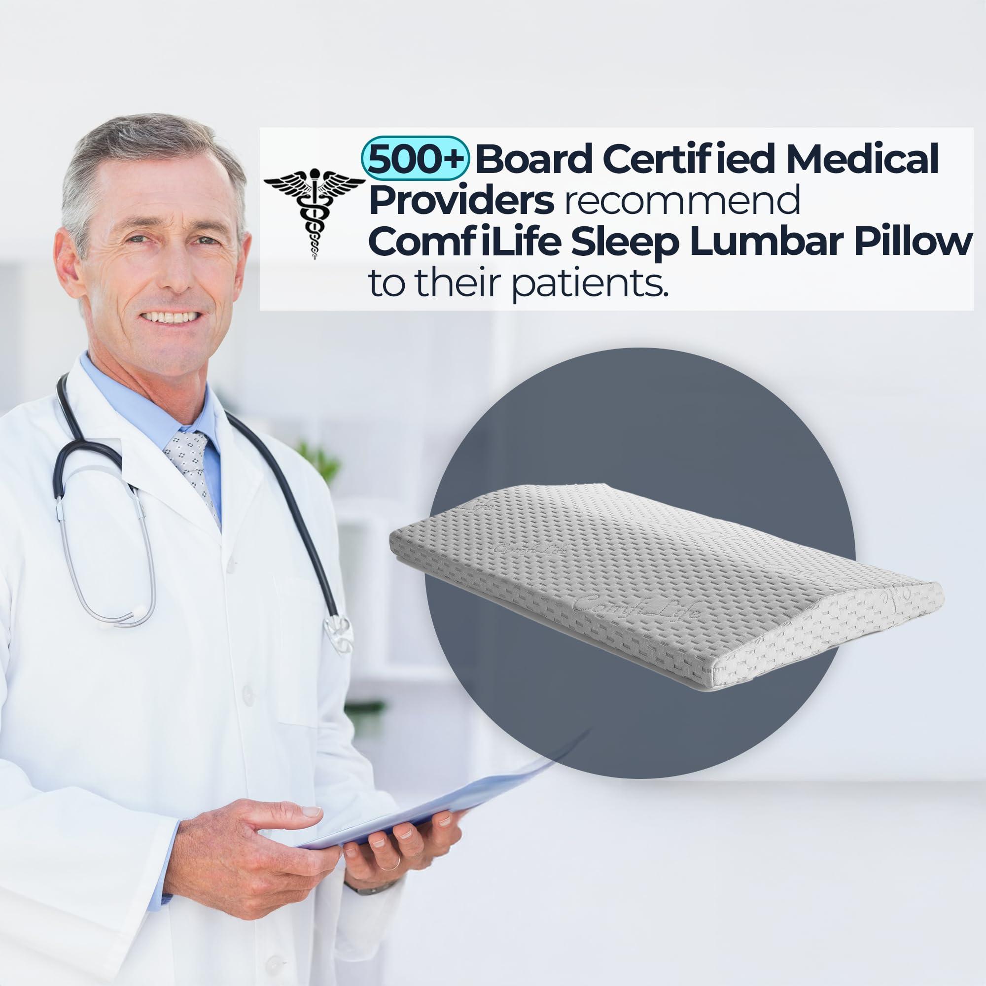 ComfiLife ComfiLife Lumbar Support Pillow for Sleeping Memory Foam Pillow for Back Pain Relief - Side, Back and Stomach Sleepers- Triangle Wedge Bolster Pillow - Bed Rest Pillow (White, Standard)