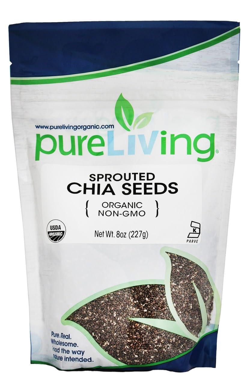 Pure Living Pure Living Organic Sprouted Chia Seeds, High Fiber and Protein, 6 Count of 8 oz Bags