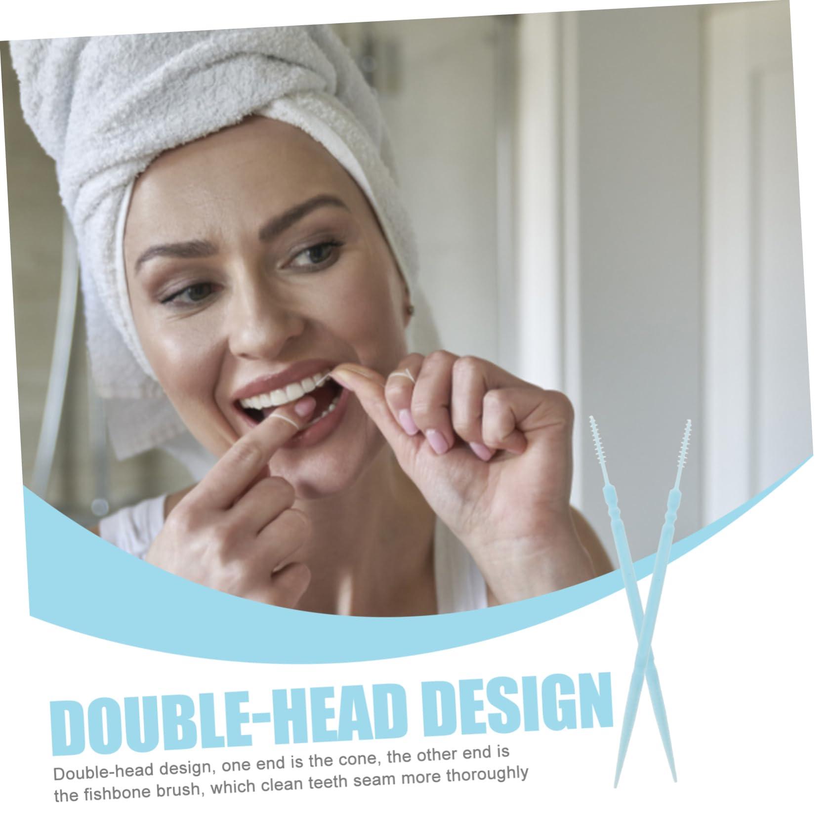 Healvian Healvian 1100pcs Brush Picks Brushless Toothpicks Dual Ended Tooth Pick Gumballs Toothpick Floss Tooth Floss Cleaning Gadgets for Teeth Toothpick Brush Toothbrush Boy Toothpicks White