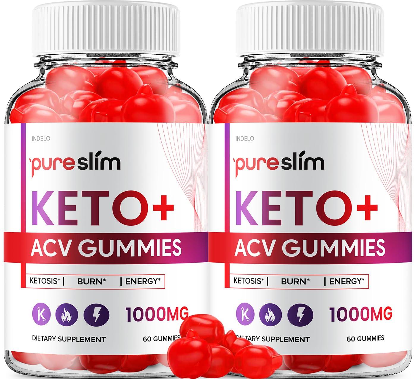 Indelo (2 Pack) Pure Slim Keto ACV Gummies - Advanced Formula PureSlim Keto plus ACV Gummies Apple Cider Vinegar Pure Slim ACV Gummies Dietary Supplement Reviews Men Women (120 Gummies)