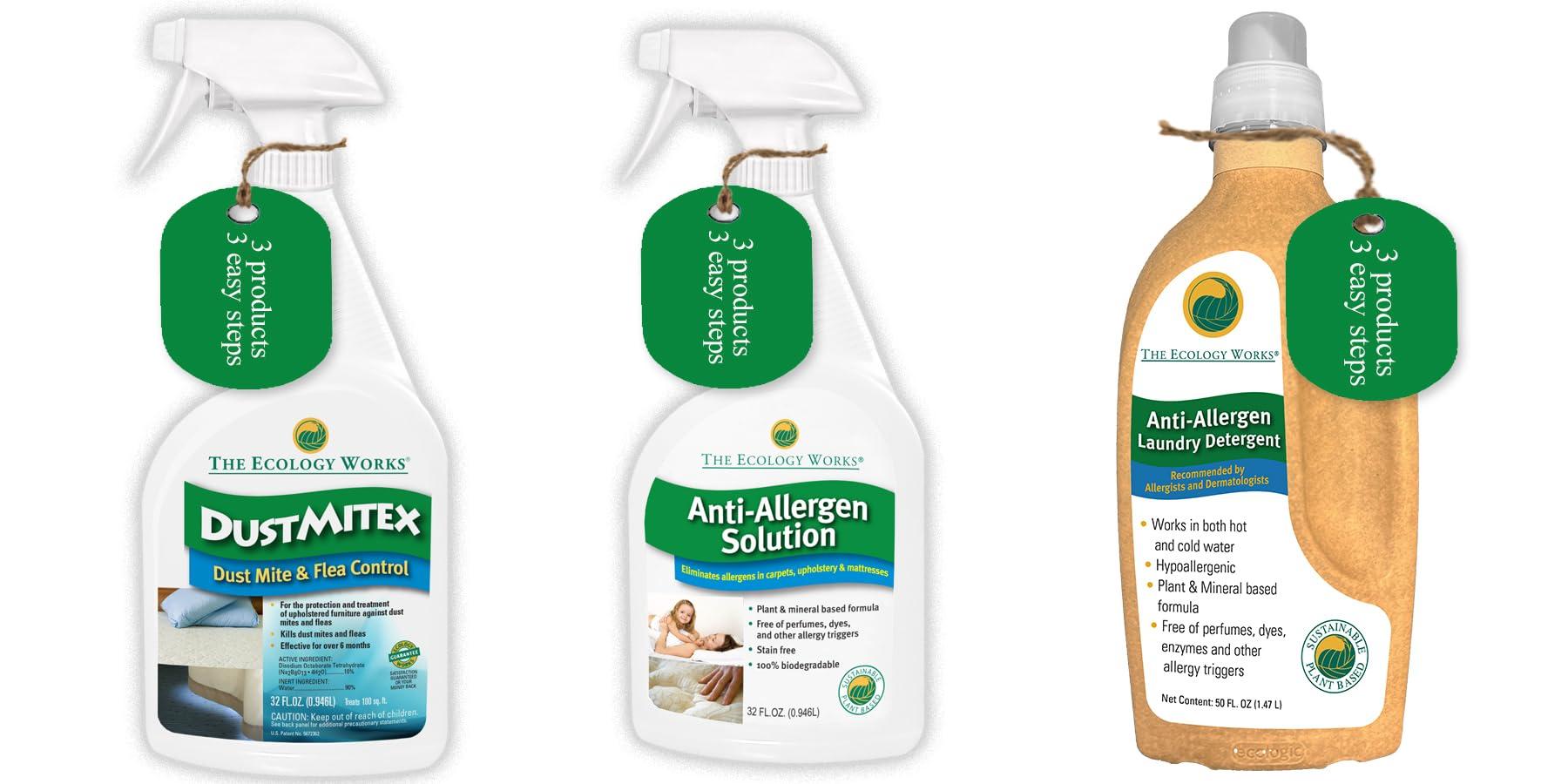 The Ecology Works Complete Home Allergen Kit| Dust Mite Killer, Allergen Spray and Anti Allergen Laundry Detergent Trio