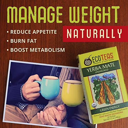 ECOTEAS ECOTEAS Organic Unsmoked Yerba Mate Tea Bags - 24 Count, 1.7 Oz - Organic Detox Tea - Hi Caf Tea - Clean Yerba Mate Energy Burst - Ecoteas Yerba Mate