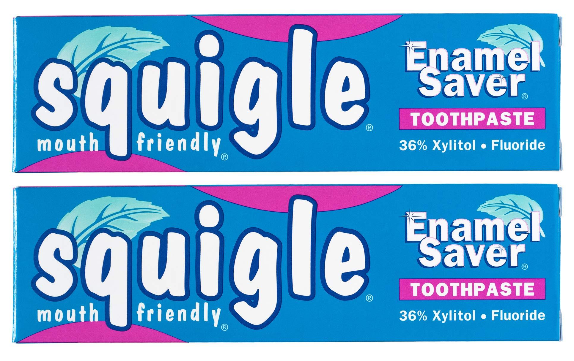 Squigle Squigle Enamel Saver Toothpaste (Canker Sore Prevention & Treatment) Prevents Cavities, Perioral Dermatitis, Bad Breath, Chapped Lips - 2 Pack