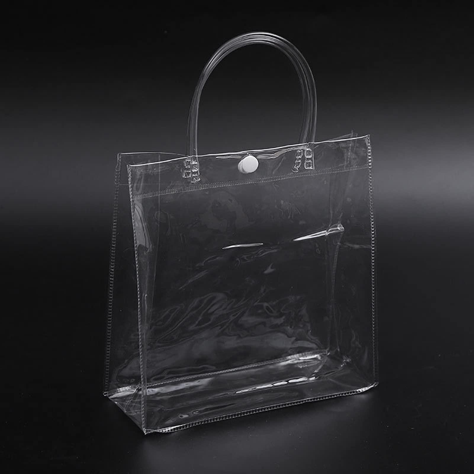 Dpofirs 30 Pack Clear Gift Bags with Handle, Reusable Plastic Bags Small Gift Wrap Tote Bags Clear Bags for Gifts Wedding Party Favors, Transparent Gift Wrap Bag