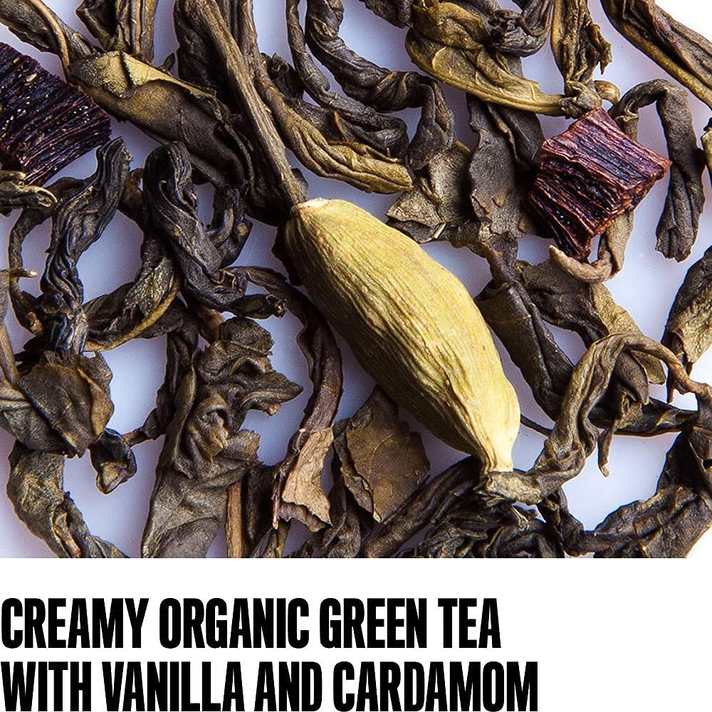 August Uncommon Tea August Uncommon Loose Leaf Tea Combray Vanilla Cardamom Organic Green Tea Hot & Iced Tea Natural 1.8 oz Bag (50g) makes 15-30 Cups