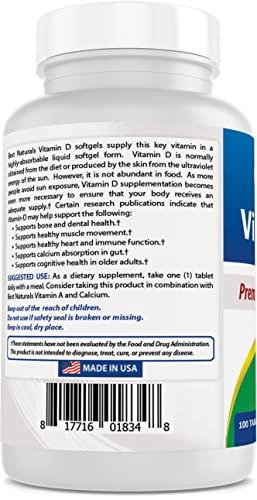 Best Naturals Best Naturals Vitamin D3 2000 IU (50 mcg) - 100 Tablets - 100 Days Supply - Helps Support Immune Health, Strong Bones and Teeth, & Muscle Function (100 Count (Pack of 1))