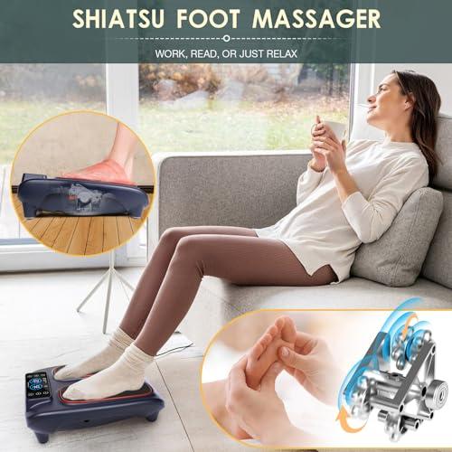 VnioLife Electric Foot Massager with Heat for Neuropathy Plantar Fasciitis Pain FSA HSA Eligible Vibration Shiatsu Heated Foot Massager Pain Circulation Feet Massager for Pain Relief Improve Muscle Relaxation