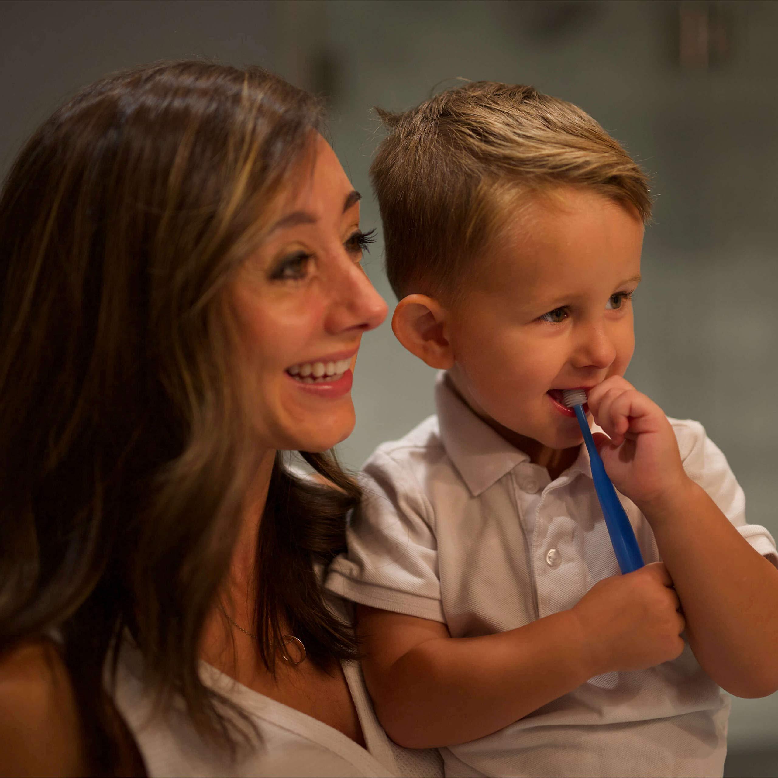 Brilliant Brilliant Oral Care Baby Toothbrush with Soft Bristles and Round Head, for a Toddler Approved, Easy to Use All-Around Clean Mouth, Ages 0-2 Years, Blue, 3 Pack