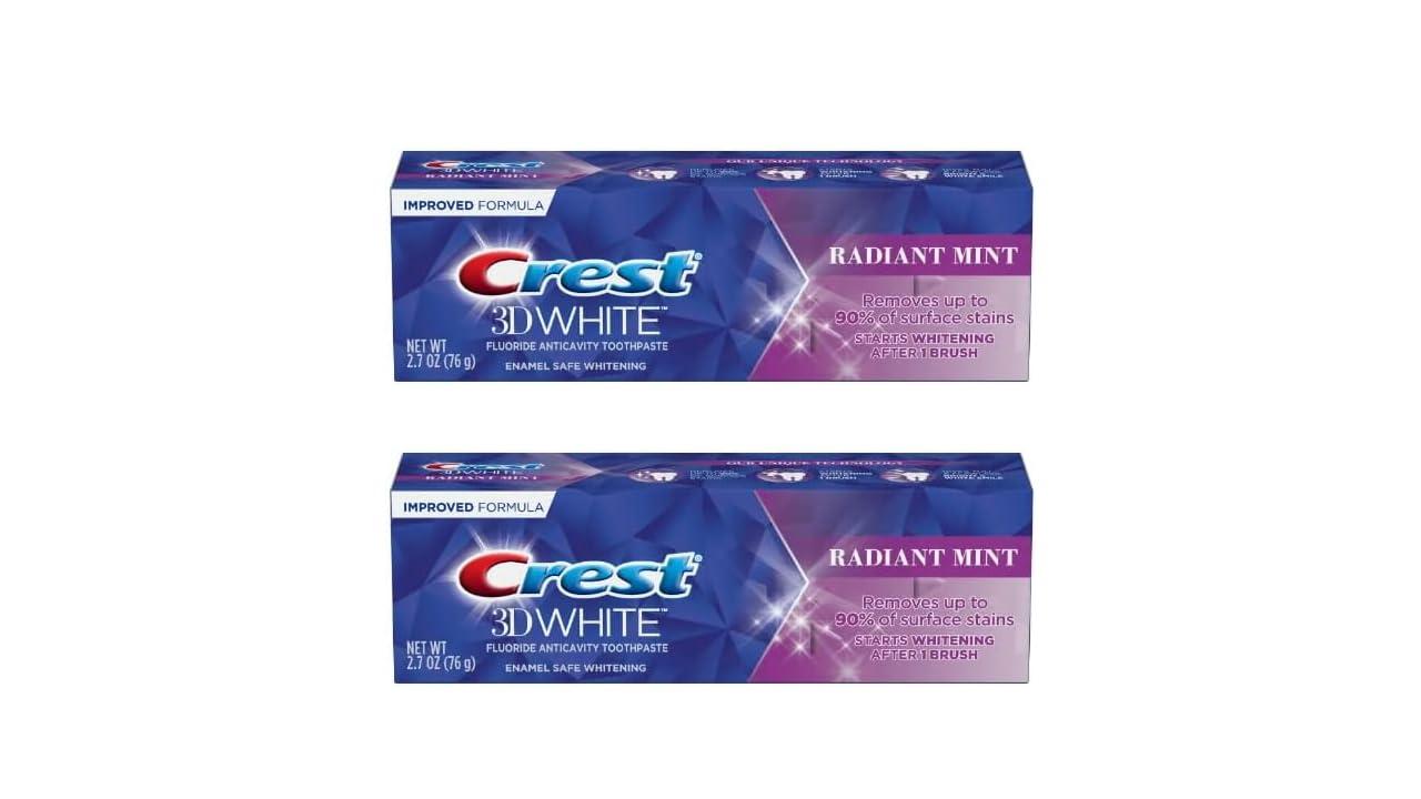 Crest Crest 3D White Toothpaste Radiant Mint, 2.7 Oz (76g) - Pack of 2