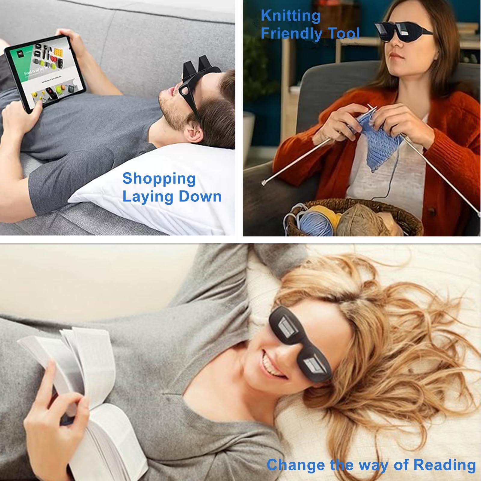 Mirmogo Mirmogo Lazy Glasses Bed Prism Glasses, Horizontal High Definition Reading Glasses for Laying Down Reading and Watching TV (Black)