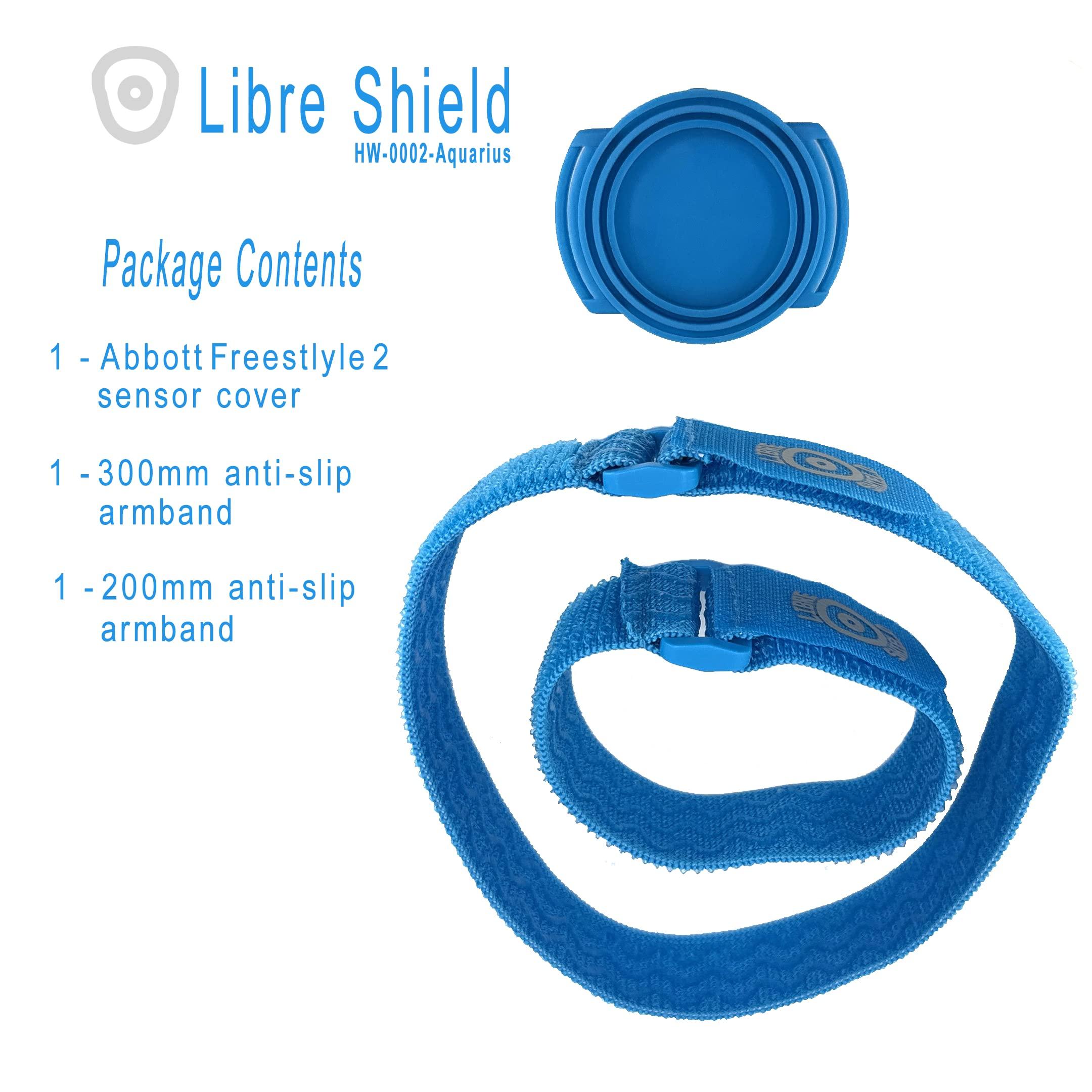 Libre Shield Libre Shield Freestyle Armband 2 for Freestyle Libre 1 & 2 14 Day : up to 30\" Inch Adjustable Flexible Transmitter Protection Sensor Cover - Sensor Saver - No More Adhesive Patches (Aquarius)