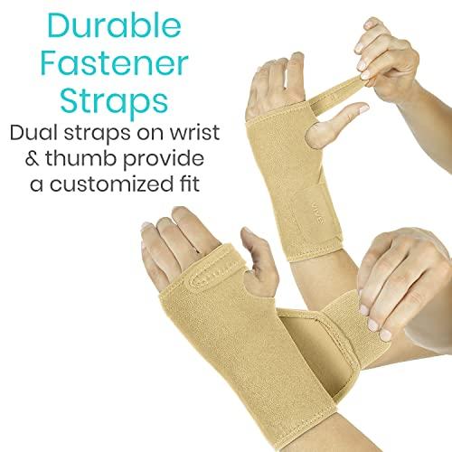 Vive Vive Wrist Brace - Carpal Tunnel Hand Compression Support Wrap for Men, Women, Tendinitis, Bowling, Sports Injuries Pain Relief - Removable Splint - Universal Ergonomic Fit (Beige, Right)