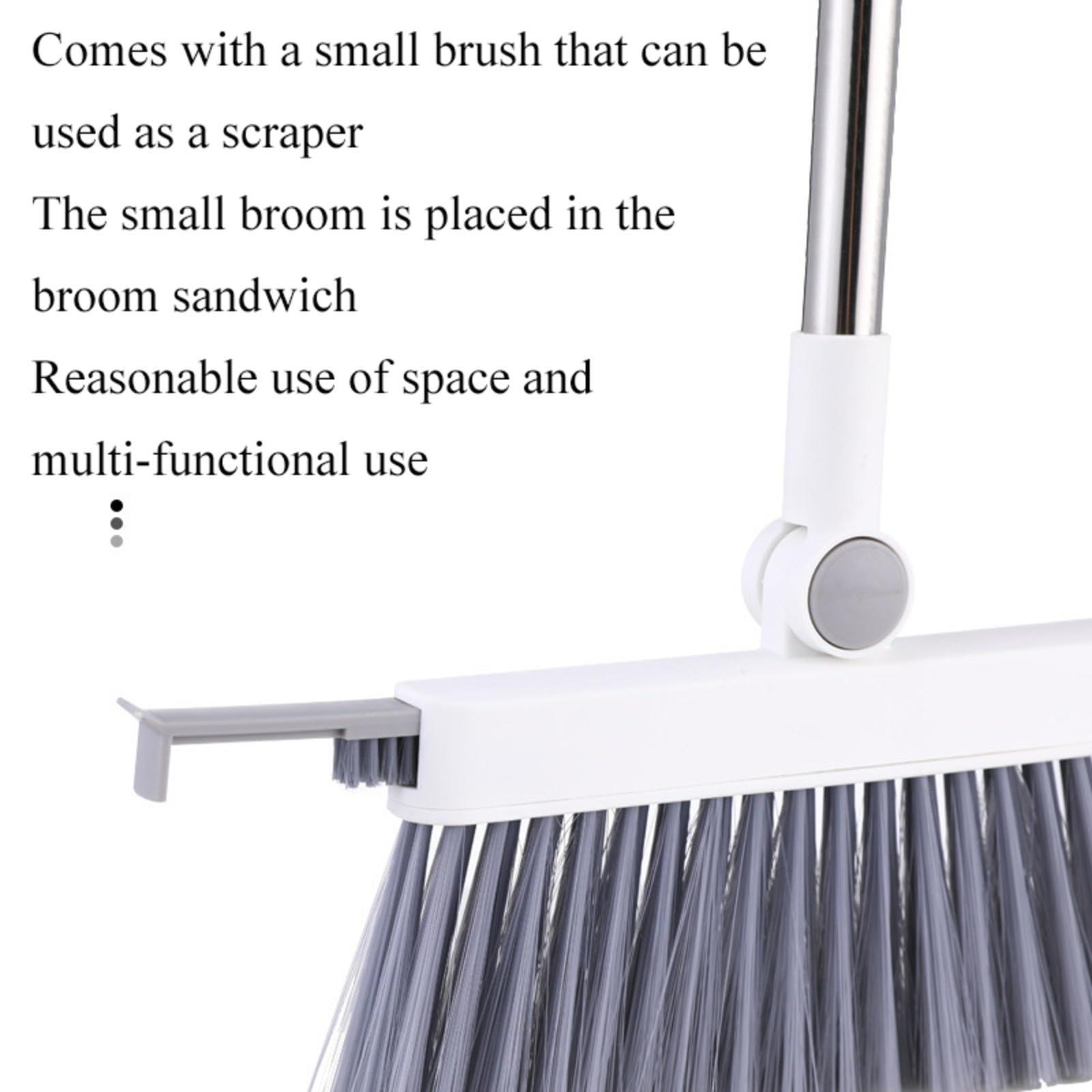 NIBHZ NIBHZ Plastic Dustpan and Broom for Hard Floor, 180 Degree Rotatable Broom Set for Sweeping Outdoor, Garden, Lobby, Indoor